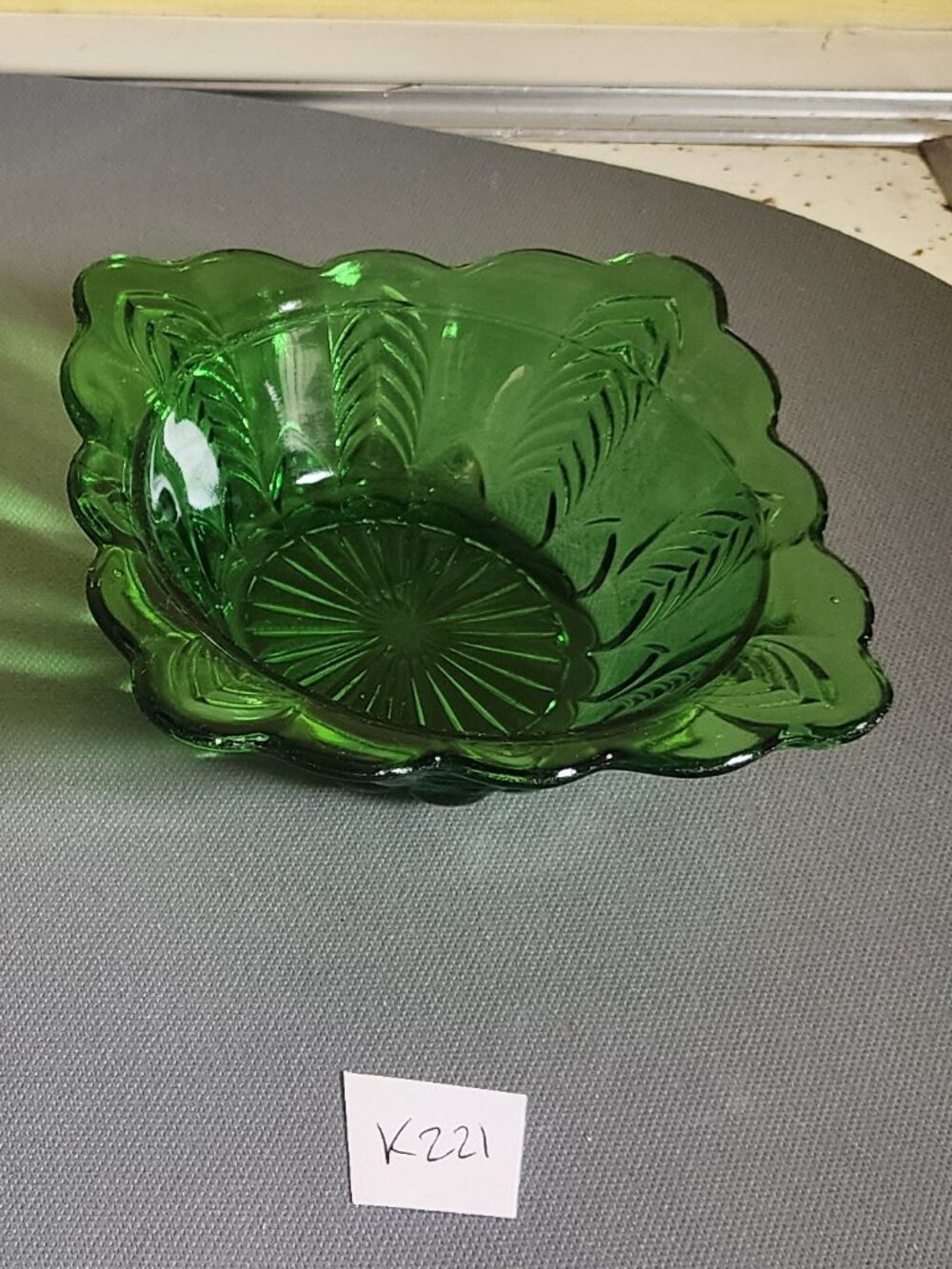 Vintage Avocado Green Glass Desert Bowl